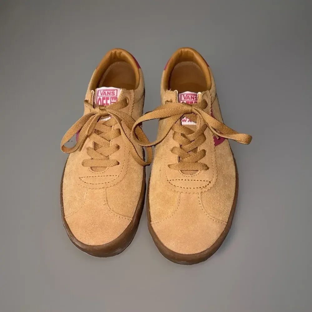 Vans Sport Low Shoes Leather Men 7 Women 8.5 Unisex rust brown + Pink New y2k